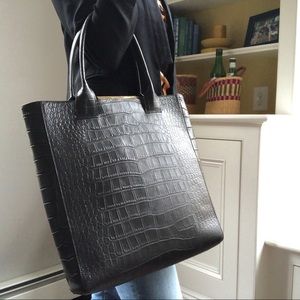 BCBG Croc Embossed Leather Bag